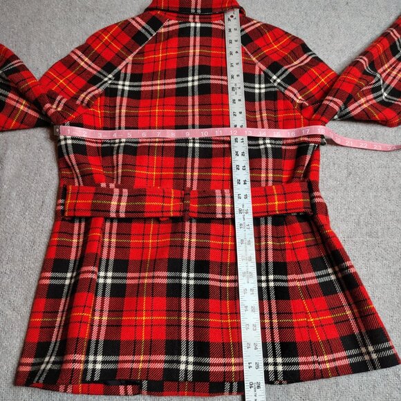 Evan Picone Blazer Womens Size Small Petite Red Tartan Wool Plaid Blazer - Picture 8 of 12